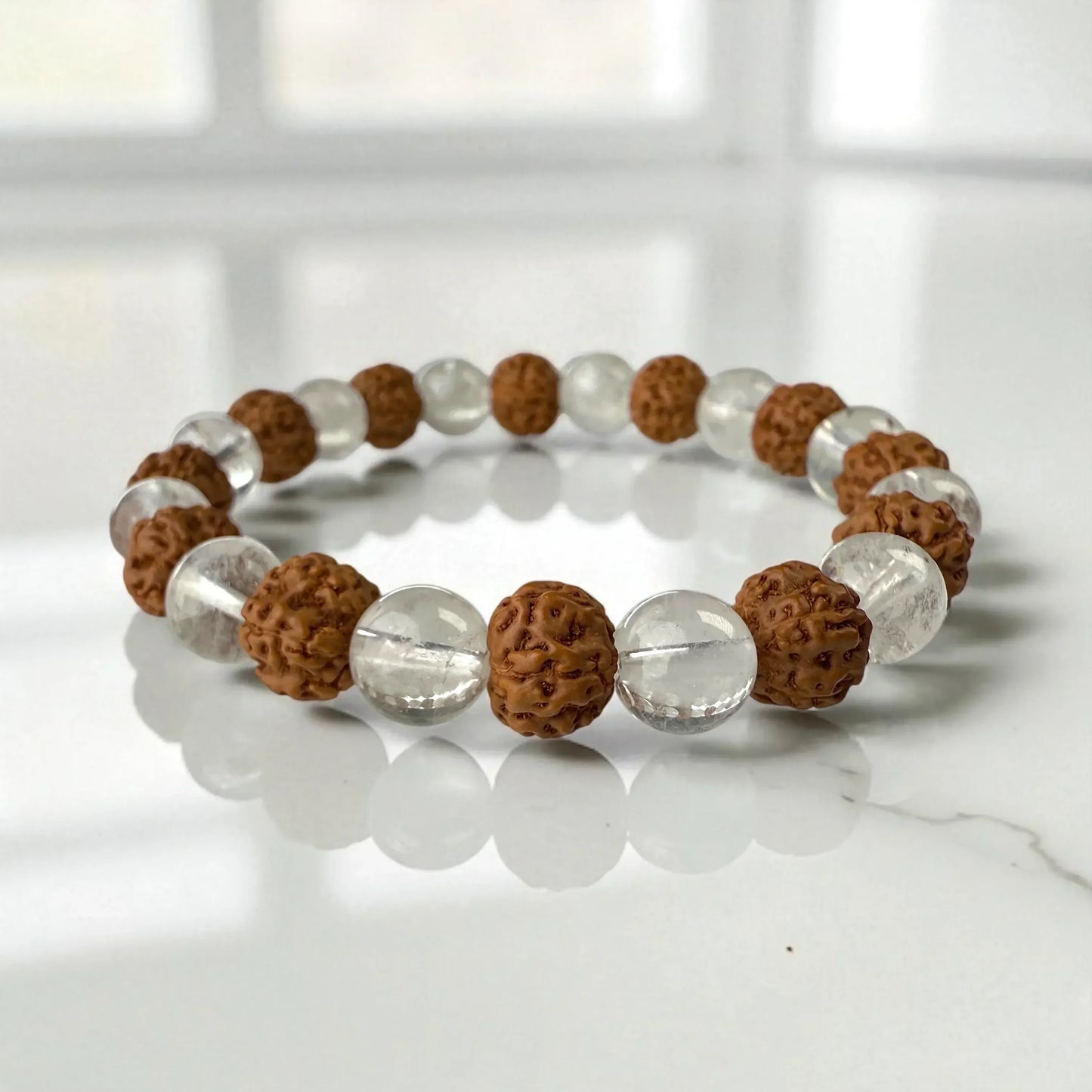 Sphatik Rudraksha Bracelet – Spiritual Protection, Healing & Mental Clarity