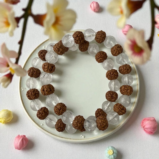 Sphatik Rudraksha Bracelet – Spiritual Protection, Healing & Mental Clarity