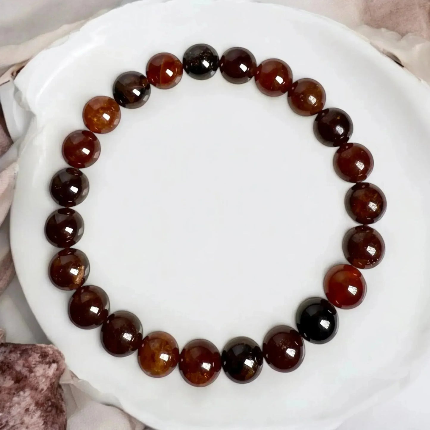 Hessonite (Gomed) Bracelet – Wealth, Protection & Spiritual Growth - Classic Round