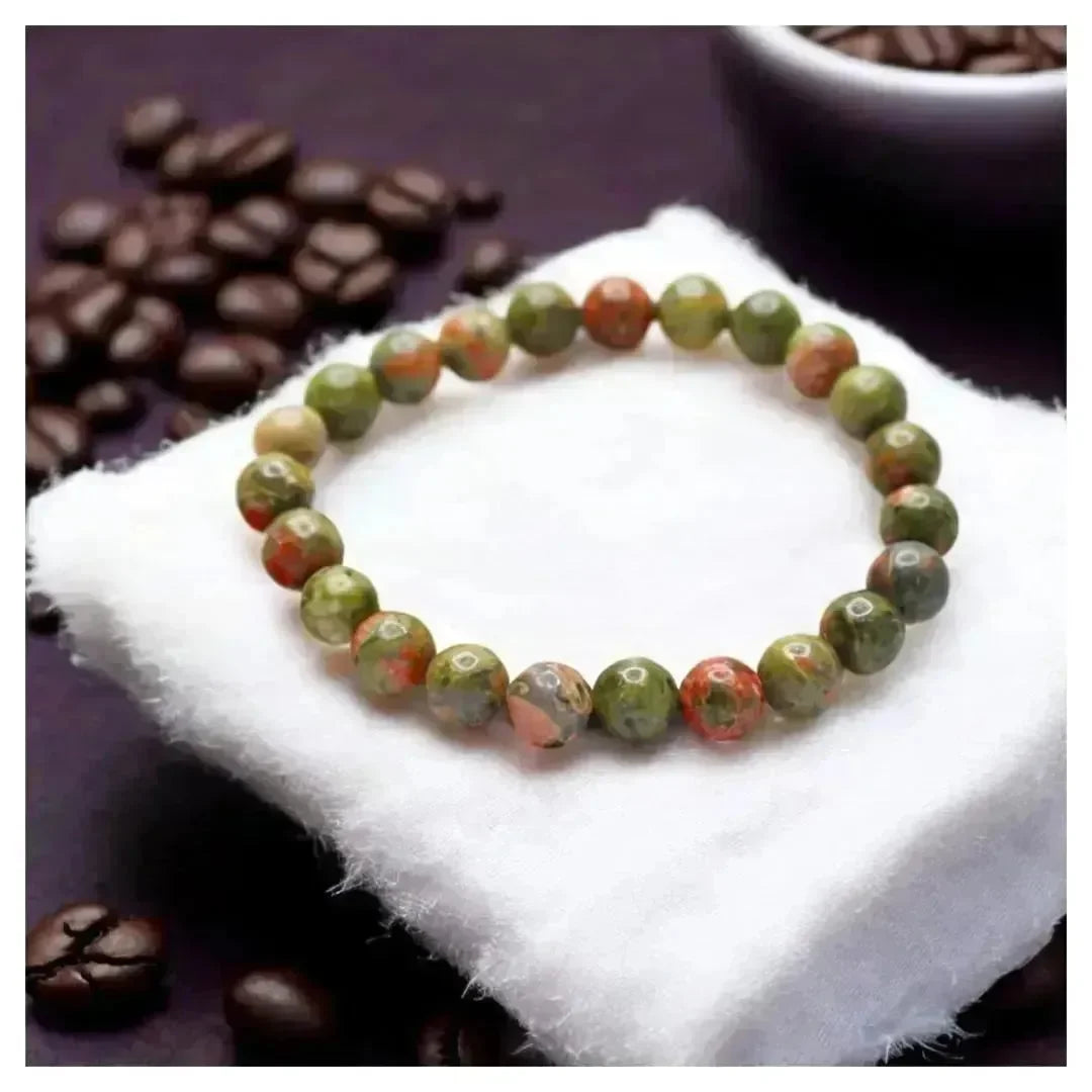 Stone of Balance and Healing - Unakite Bracelet - Classic Round