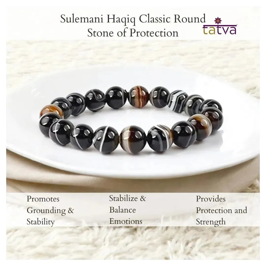 Stone of Protection - Sulemani Haqiq (Black Agate) - Classic Round