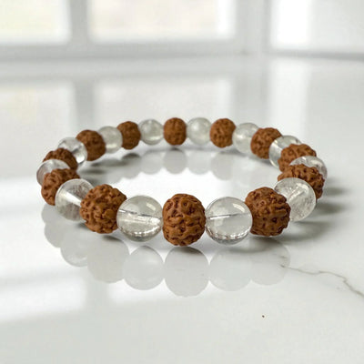 Sphatik Rudraksha Bracelet – Spiritual Protection, Healing & Mental Clarity