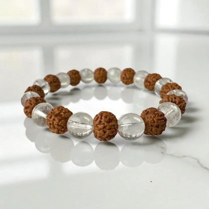 Sphatik Rudraksha Bracelet – Spiritual Protection, Healing & Mental Clarity