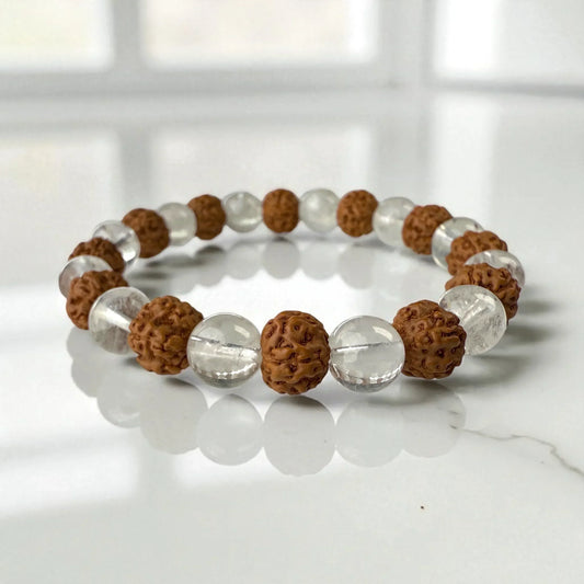 Sphatik Rudraksha Bracelet – Spiritual Protection, Healing & Mental Clarity