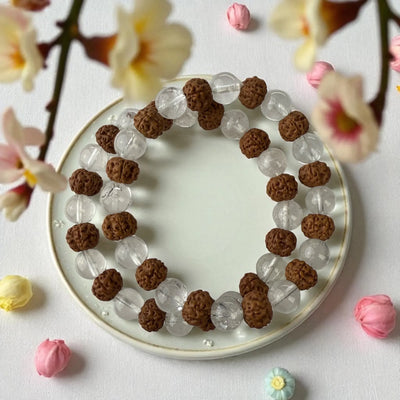 Sphatik Rudraksha Mala – Spiritual Protection, Healing & Mental Clarity