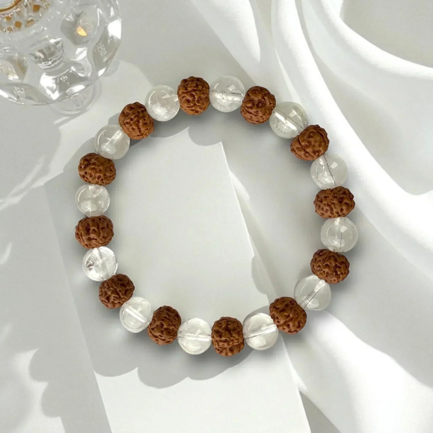 Sphatik Rudraksha Bracelet – Spiritual Protection, Healing & Mental Clarity