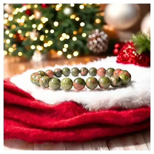 Stone of Balance and Healing - Unakite Bracelet - Classic Round