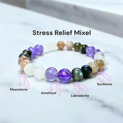 Stress Relief - Mixel Stone Bracelet - Classic Round